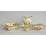 A Victorian five piece jug and bowl set by Samson Bridgwood & Son, printed factory marks.