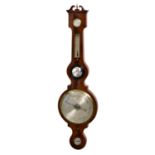 A George IV boxwood strung mahogany wheel barometer by P. Guarnerio of Huntingdon, with brass finial