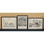 A set of six medical related etchings / prints, Mutual Accusation (Medicine Vendors) etching by J.