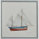 Peter Richards (British, 20th century), Profile of a Newhaven fishing smack watercolour, signed