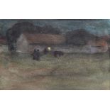 Henry Boddington (British, 1849-1925), Farm Buildings at Night watercolours on paper 6½ x 9¾in. (