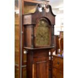 An early 19th century Channel Islands mahogany longcase clock, the 8 day bell strike movement