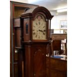 An unusual 19th century Channel Islands mahogany longcase clock, the 8 day bell strike movement