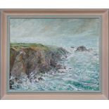 Pat Howells (British, 20th century), 'Caerfi Bay', Pembrokeshire oil on canvas, signed and dated '