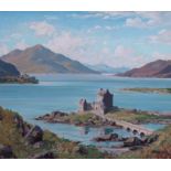 attributed to Kathleen Barbara Russell (Scottish, b.1940), Eilean Donan Castle overlooking Loch Alsh