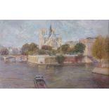 Neil Forster (British, b.1940), 'View to Notre Dame' pastel, signed lower left 13 x 18in. (33 x 45.