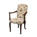 A George II style mahogany open armchair, probably late 18th / early 19th century, the spoon