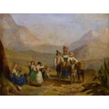Follower of Charles Henry Poingdestre (Jersey 1825–1905 London), Travellers in a mountainous Spanish
