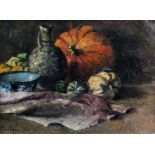 Jean Parmentier (Belgian, 1883-1973), Still life of a squash, stoneware ewer, bowl and cloth on a