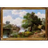 C. Hermans (late 20th century), French River Landscape Oil on canvas laid on board, signed lower