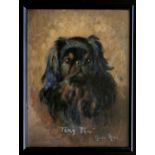G. de Ros (20th century), Portrait of the Pekingese "Tiny Tim" oil on board, signed lower right