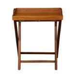 A George III style mahogany butler's tray on folding stand, the tray 25 x 17in. (63.5 x 43.2cm.),