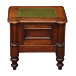 A Victorian mahogany step commode, with hinged top with inset gilt tooled leather, lifting to reveal