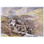 Paul Jacob Naftel, RWS (British, 1817-1891), A mountain stream, Westmoreland watercolour, signed