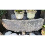 A single section from an antique carved granite cider press, approx. 54in. long.