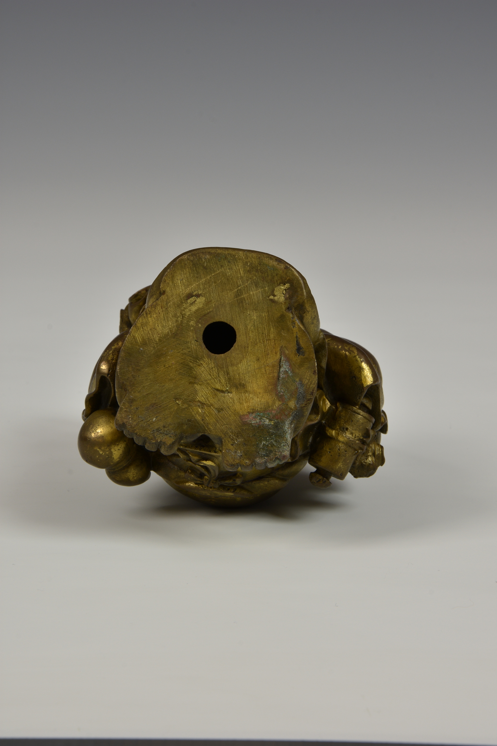 A Chinese gilt bronze buddha figure, probably early 20th century, modelled in standing position, - Image 5 of 7