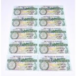 BRITISH BANKNOTES - The States of Guernsey - One Pounds consecutive Ten (10), c.1980, Signatory W.