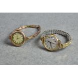 Two mid-century 9ct gold ladies wrist watches, both manual wind, comprising a Vertex Revue, with