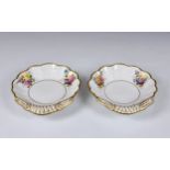 A pair of Spode shell shaped dessert dishes, 1820s-30s, the scalloped dishes with moulded floral