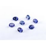 Seven loose Tanzanite stones, oval-cut, all approx. 7.5mm long. (7).