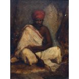 Charles Landseer R.A. (British, 1799-1879), "An Indian Snake Charmer". oil on panel, label verso "