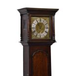 A George III cross banded oak eight day longcase clock by John Shepley of Stockport, the bell strike