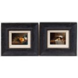 A set of six English School miniature still life oil paintings, early 20th century, on board, each