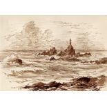 Alfred Percy Codd (British, 1857-1941), Corbiere lighthouse; Elizabeth Castle, Jersey double sided