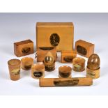 A collection of Mauchline Ware, comprising six napkin ring of varying sizes, Scalebar Force, Settle;