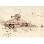 Alfred Percy Codd (British, 1857-1941), 'Mont Orgueil, Gorey'; Mont Orgueil from Petit Portelet,