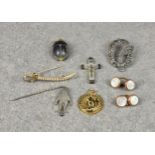 A collection of vintage and antique jewellery, to include a 15ct gold and seed pearl sword brooch; a