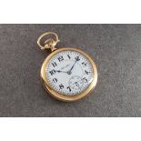 Hamilton Watch Company - an early 20th century 14ct gold open faced keyless pocket watch, signed