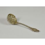 A Victorian Elizabethan pattern sifter spoon, Francis Higgins, London, 1858, cast spiral twist