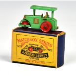 Matchbox Lesney 1-75 Series MB1a Diesel Road Roller, light green with red metal rollers, Type 2,