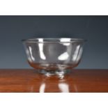 An English 18th century blown glass bowl, of slightly flared, cupped form with everted rim and