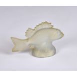 A relief moulded opalescent glass fish in the style of Lalique, faint raised mark 'Ver Pryo' France,