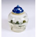 An early Ming style Chinese blue and white ginger jar, of globular form, painted with sparse,