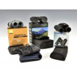 Five pairs of travel binoculars, to include boxed Nikon Travelite VI 12x25 CF with paperwork and