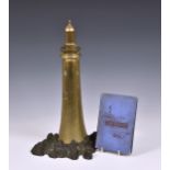Pharologists interest - an antique polished bronze model of Smeaton Tower Lighthouse, the