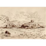 Alfred Percy Codd (British, 1857-1941), 'Portelet Bay, Janvrin'; 'Mont Orgueil', Jersey double sided