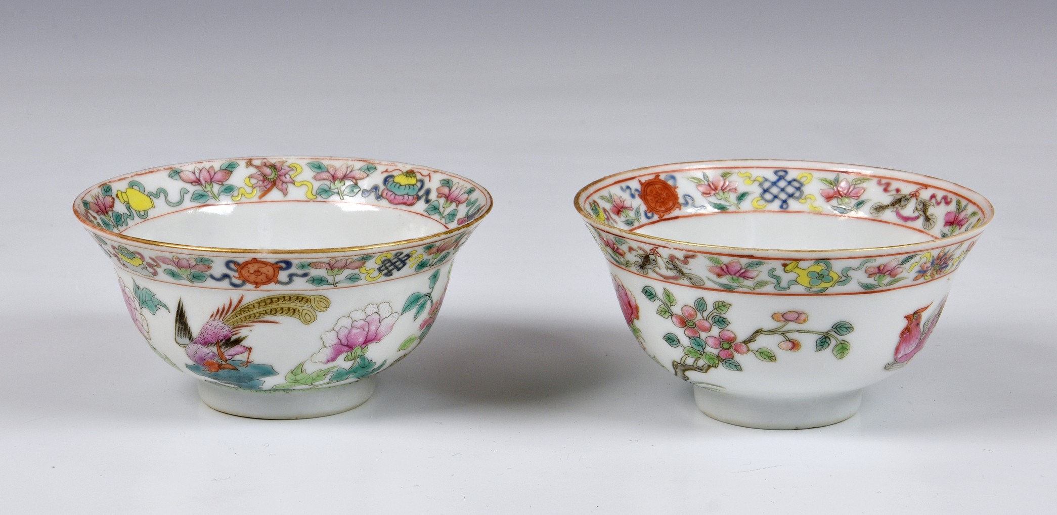 A closely matched pair of Chinese famille rose cockerel dishes, one with Xianfeng (1851-61) four - Image 2 of 15