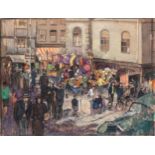Sydney Brown of Faversham (1898-1951), "Market Day at Faversham". watercolour and pastel. 12 ½ x