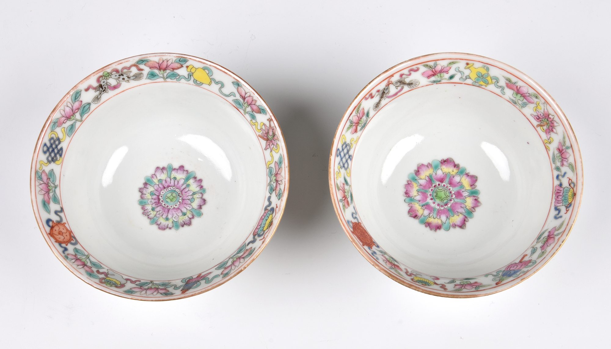 A closely matched pair of Chinese famille rose cockerel dishes, one with Xianfeng (1851-61) four - Image 11 of 15