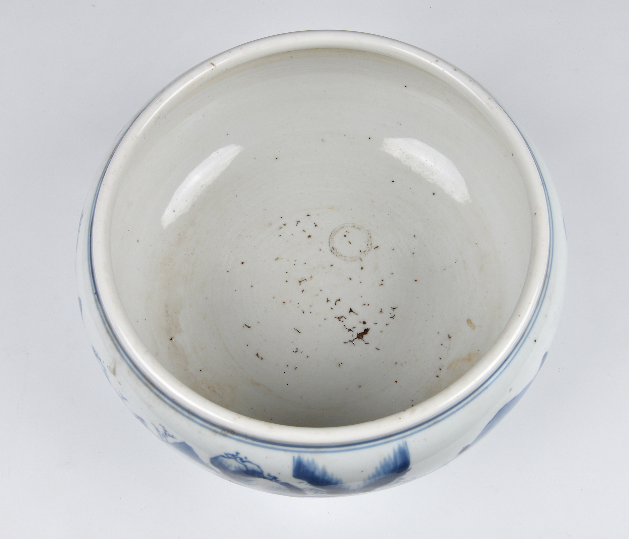 A Chinese blue and white tripod censer, 18th / 19th century, of bun form with short triangular feet, - Image 16 of 37