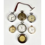 Six vintage pocket watches, five by Ingersoll, Sekonda, Smiths and Sorna, the other a silver cased