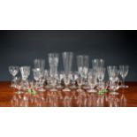 A large collection of 19th and early 20th century drinking glasses, including Victorian gin glasses;