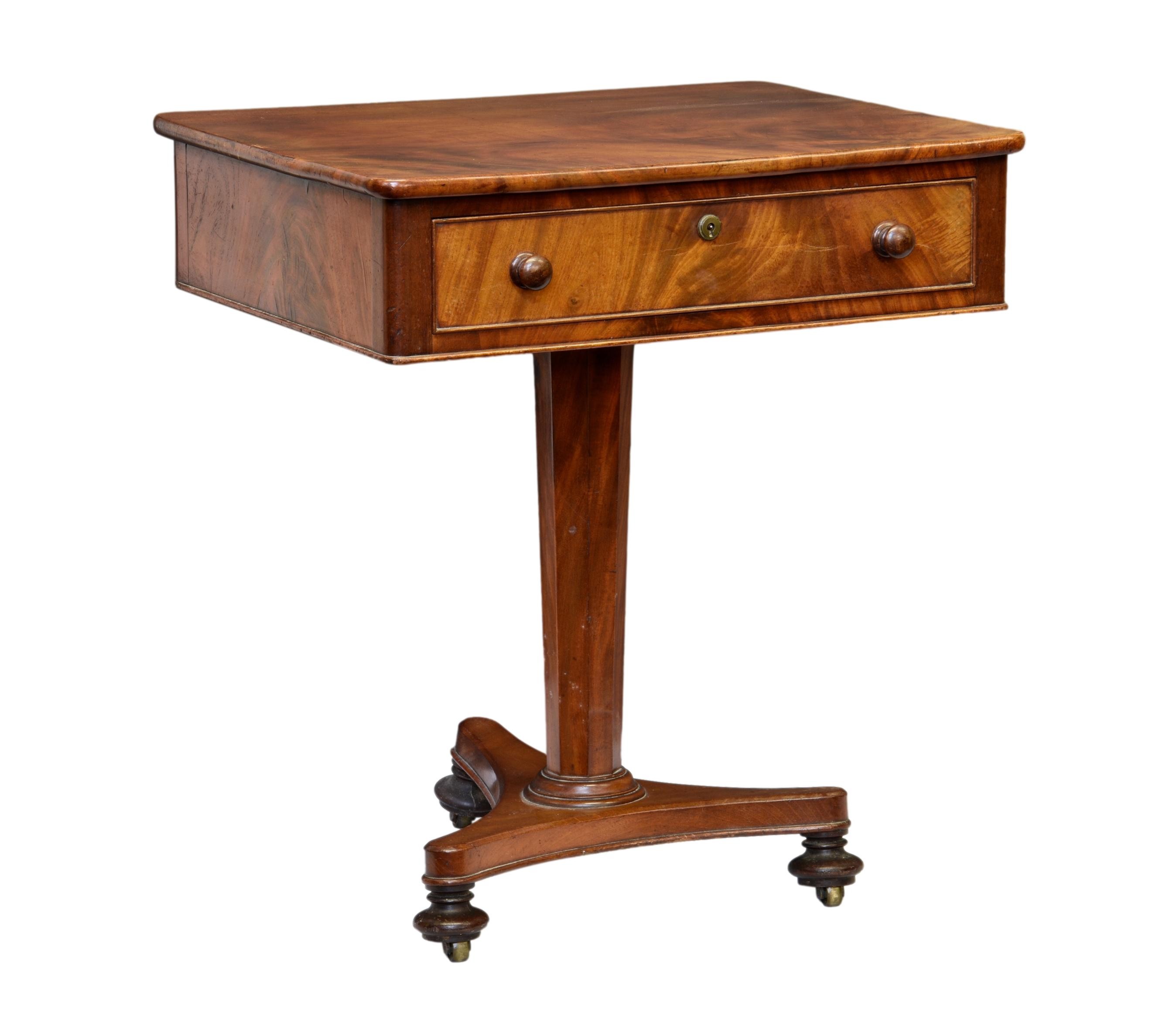 A small early Victorian mahogany centre table, the rounded, rectangular top with a single drawer - Image 2 of 2