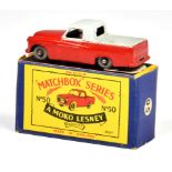 Matchbox Lesney 1-75 Series MB50a Commer Pick-up, red and grey, GPW, box type B (NM, box G).