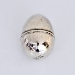 A 19th century silver nutmeg grater fashioned as an egg, marked 'SM', possibly Sampson Mordan &