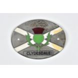 A vintage Albion CLYDESDALE lorry badge, of oval form depicting enamel thistle to centre, 5 ½in. (